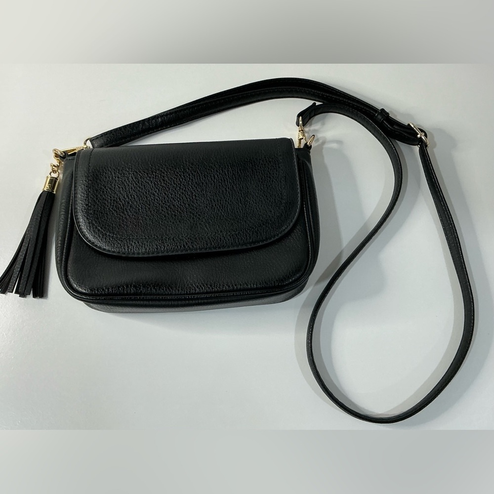Black faux Leather Shoulder Bag